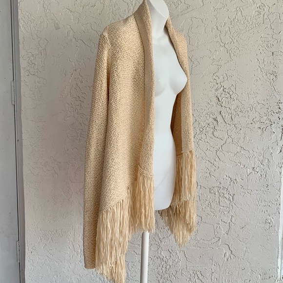 BCBGMAXAZRIA open front, shawl collar fringe cardigan wrap sweater. Size s/xs - Picture 11 of 11